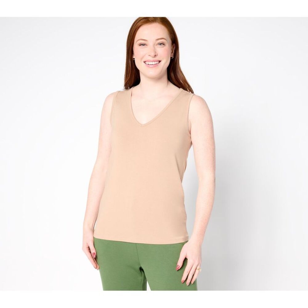 BEAUTIFUL by Lawrence Zarian Women's Top Sz XS V-Neck Knit Tank Pink A685804